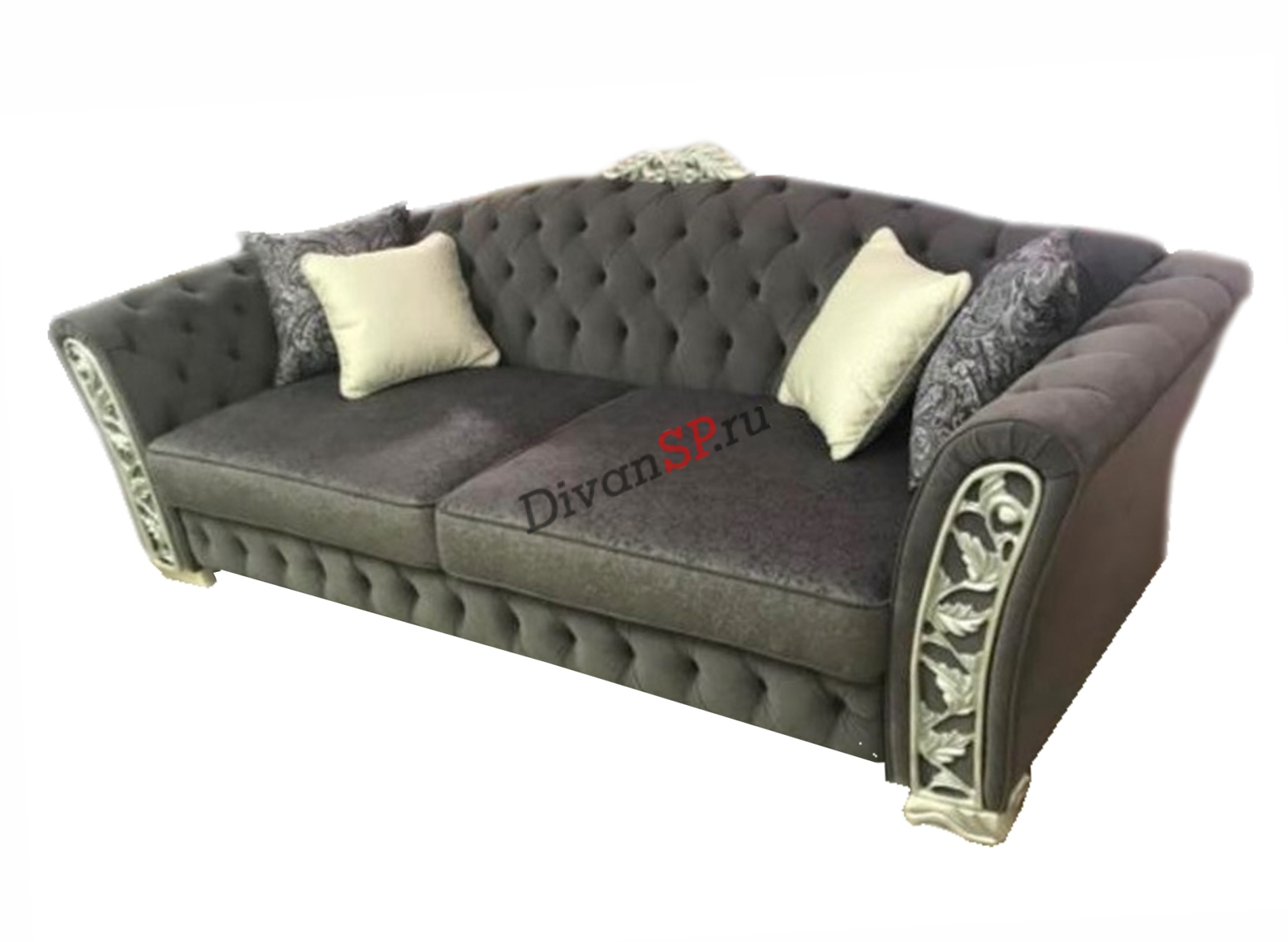 Divan-klassika-Provans-Turin-9-2 Диван классический с резными элементами серый Турин